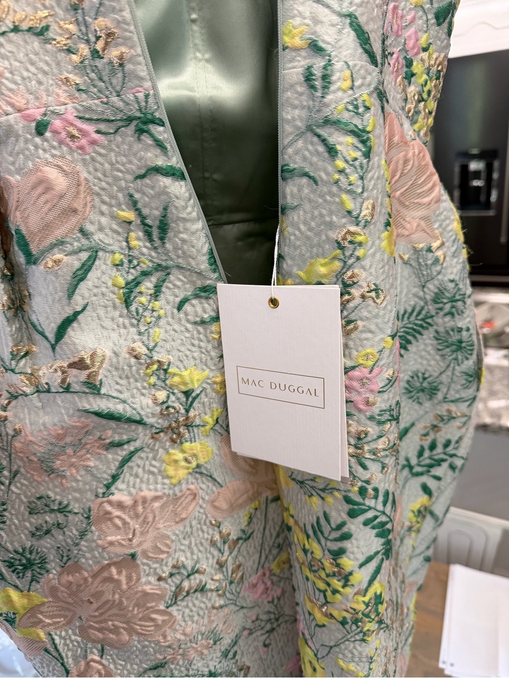 Strapless Floral Jacquard Midi Dress in Pastel Mulit - Picture 5 of 6